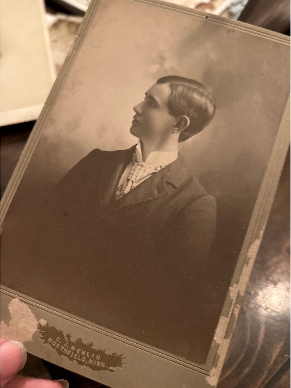 Vintage cabinet, Card of a young man
